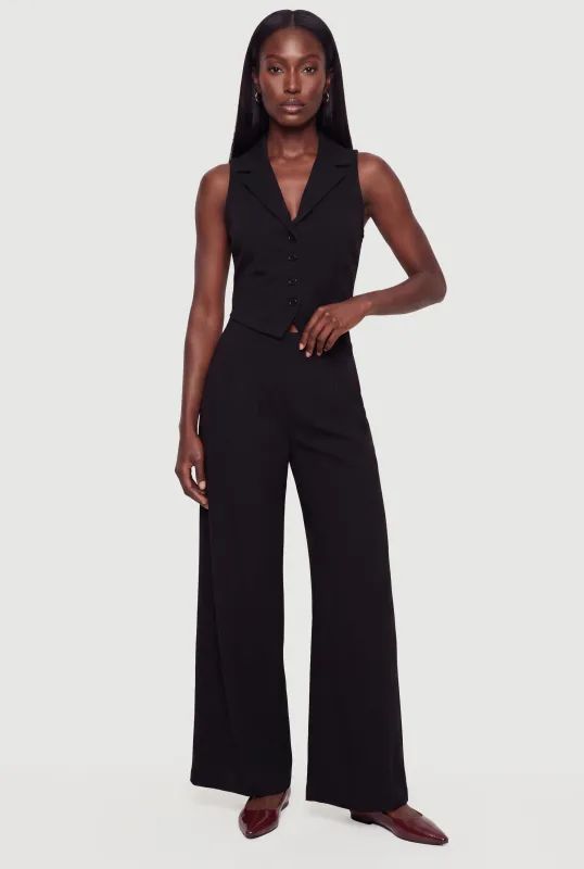 Zip Back Pleated Wide Leg Trousers made by Rainbow