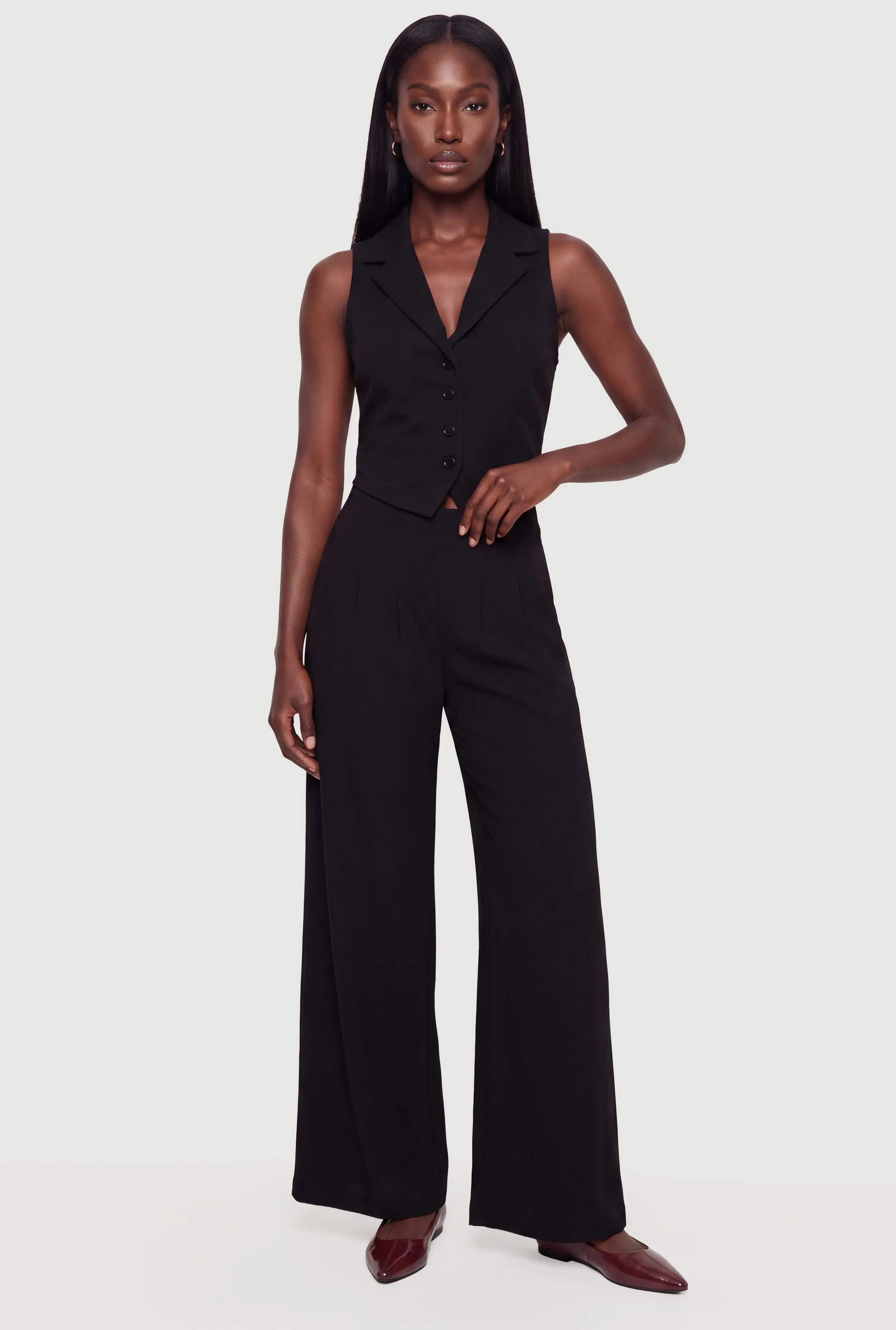 Zip Back Pleated Wide Leg Trousers sold by Rainbow