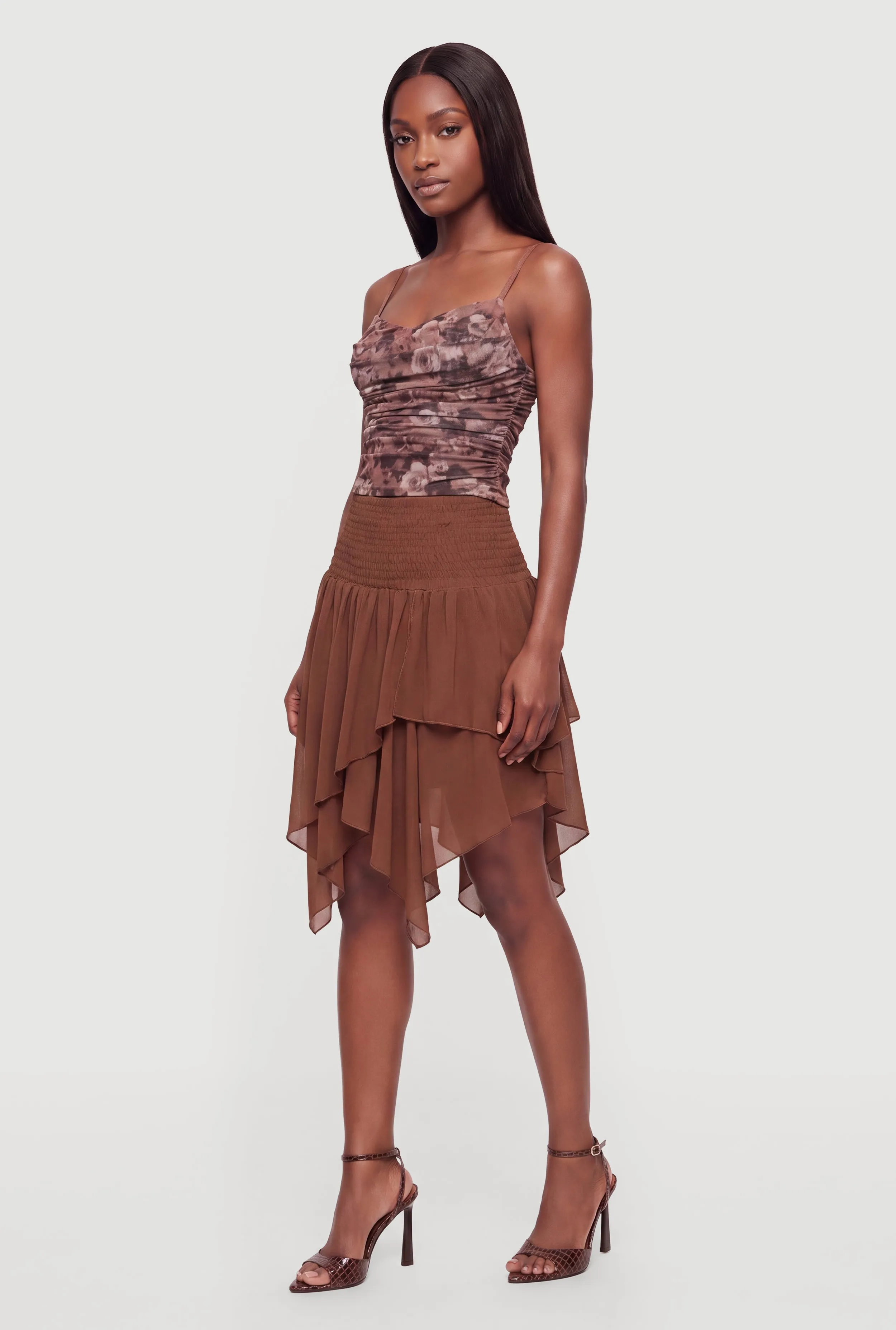 Floral Mesh Cowl Neck Bustier Blouse sold by Rainbow
