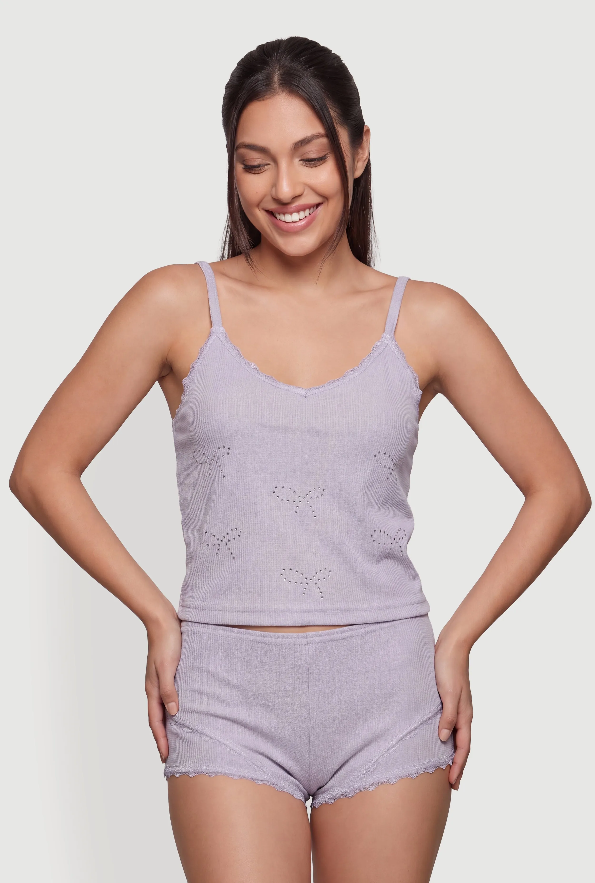 Rhinestone Bow Pajama Cami and Shorts sold by Rainbow product image thumbnail 4