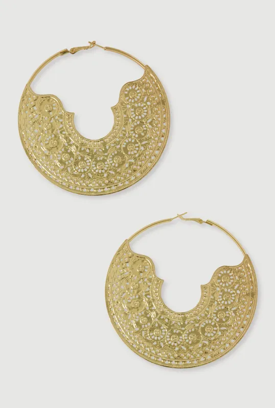 Metallic Filigree Hoop Earrings made by Rainbow