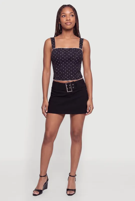 Grommet Belted Front Mini Skort made by Rainbow