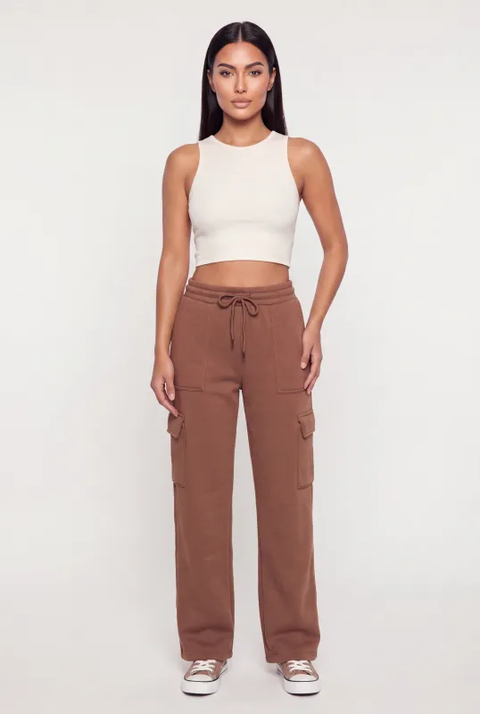 Fleece Sweatpants with Cargo Pockets made by Ambiance