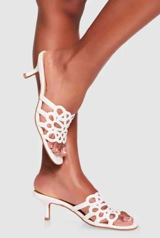 Cutout Band Kitten Heel Slide Sandals made by Rainbow