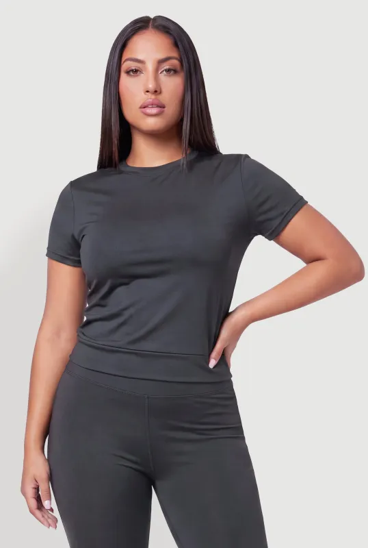 Plus Size High Neck Short Sleeve Tee made by Rainbow