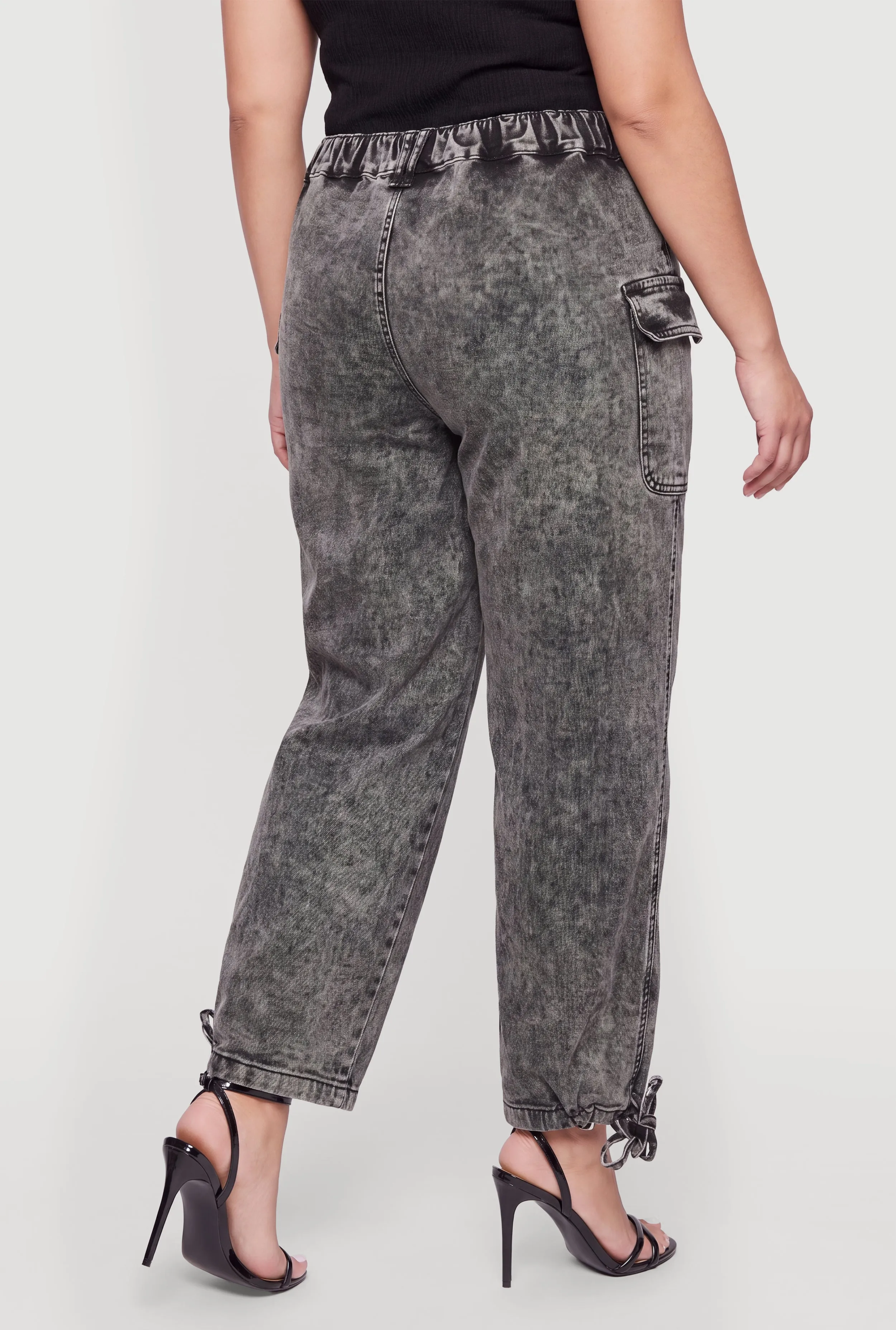 Plus Size Denim Drawstring Hem Cargo Joggers sold by Rainbow product image thumbnail 5