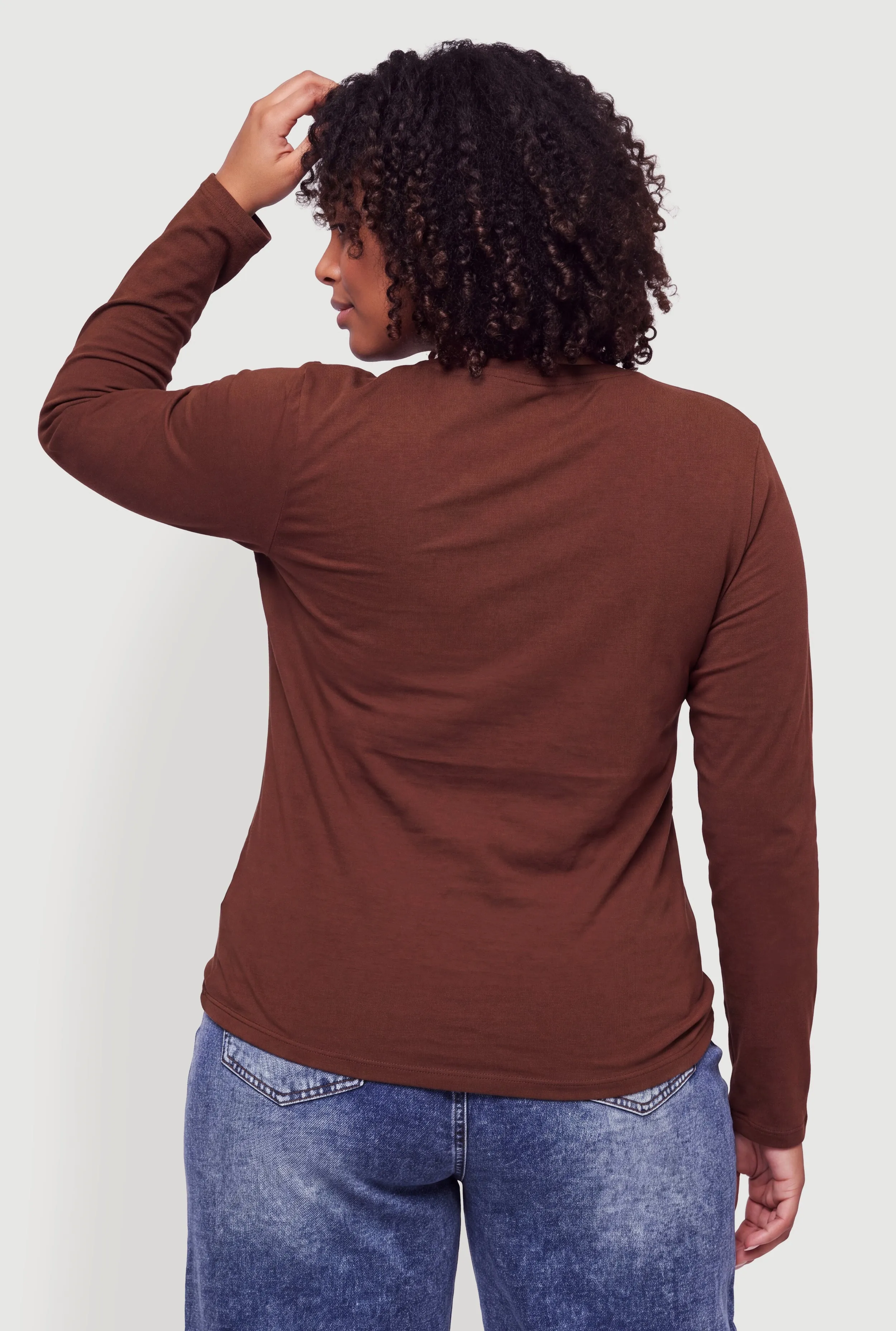 Plus Size Basic Long Sleeve V-Neck Top sold by Rainbow product image thumbnail 5