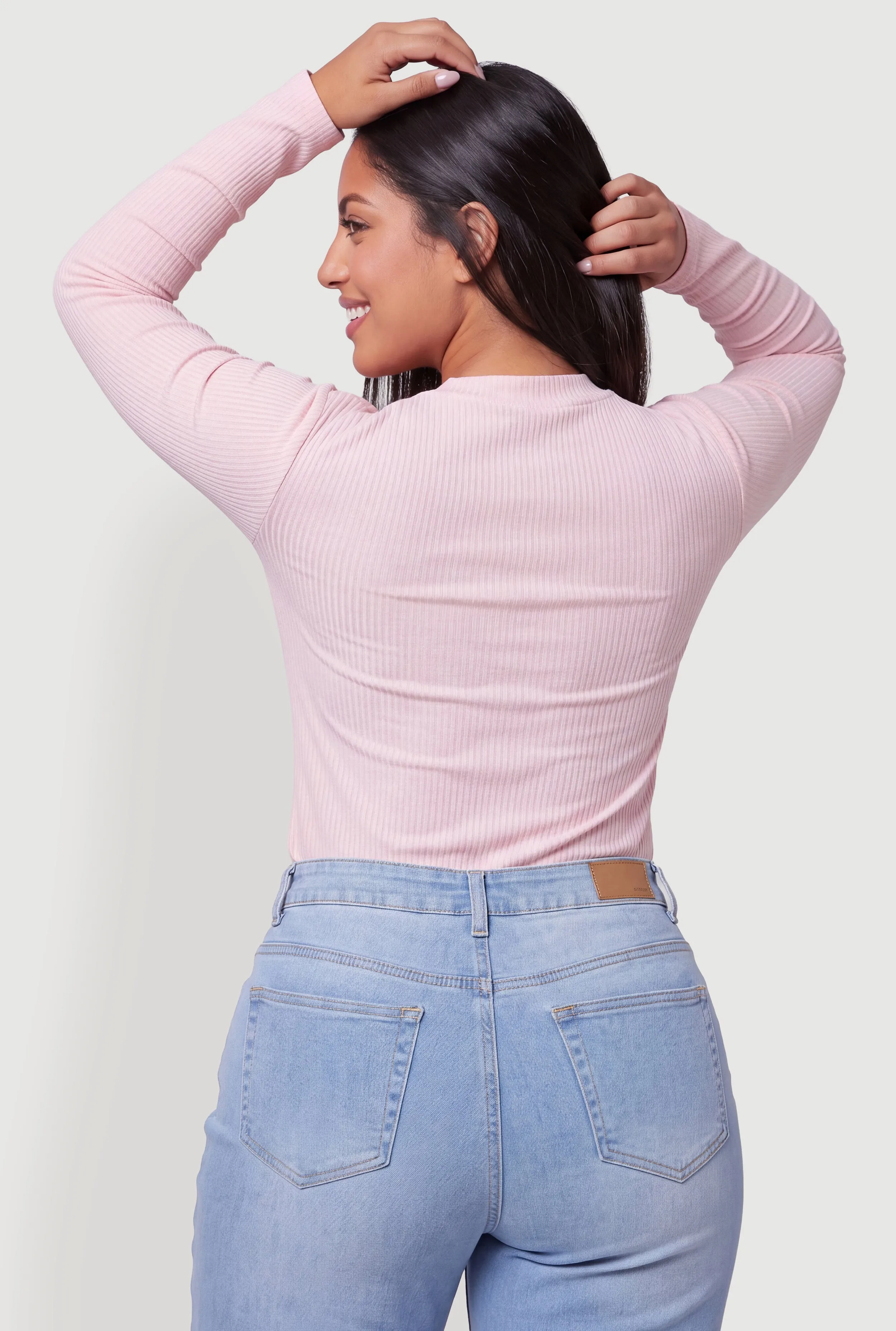 Plus Size Ribbed Knit V-Neck Long Sleeve Top sold by Rainbow product image thumbnail 5