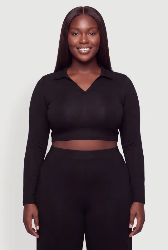 Plus Size Long Sleeve Crop Top made by Daisy