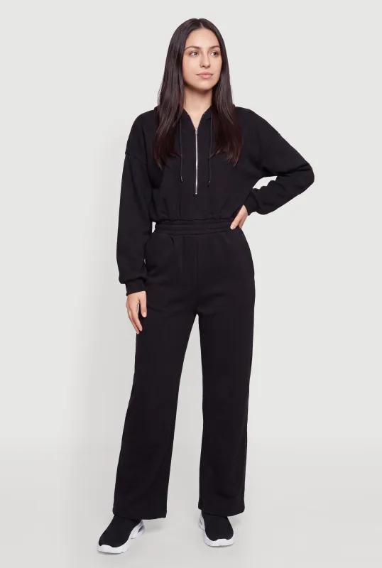 Fleece Half Zip Hooded Jumpsuit made by Ambiance