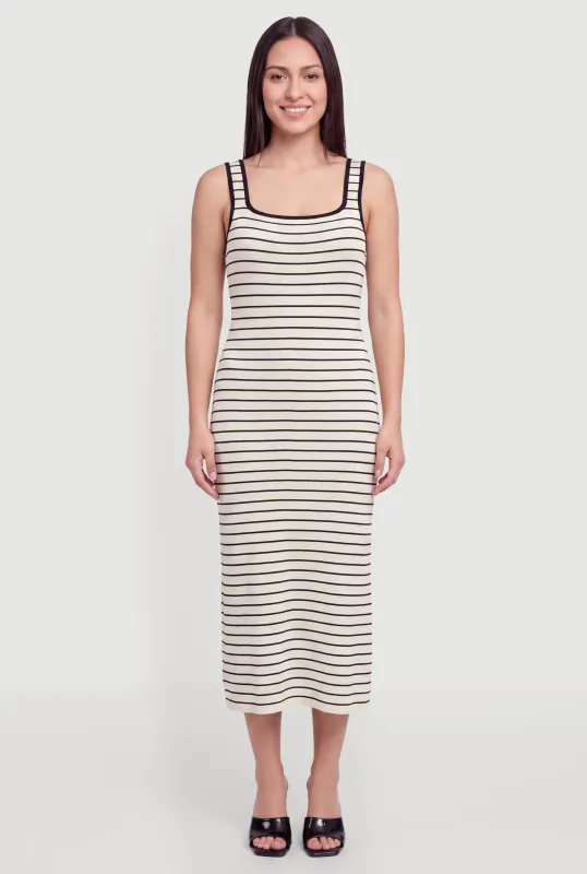 Striped Knit Tank Maxi Dress made by Rainbow