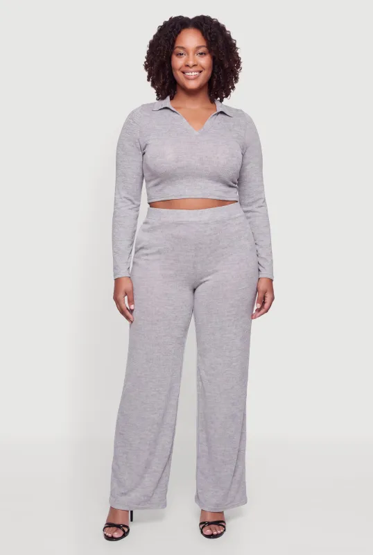 Plus Size High Waisted Wide Leg Casual Pants with Pockets made by Daisy