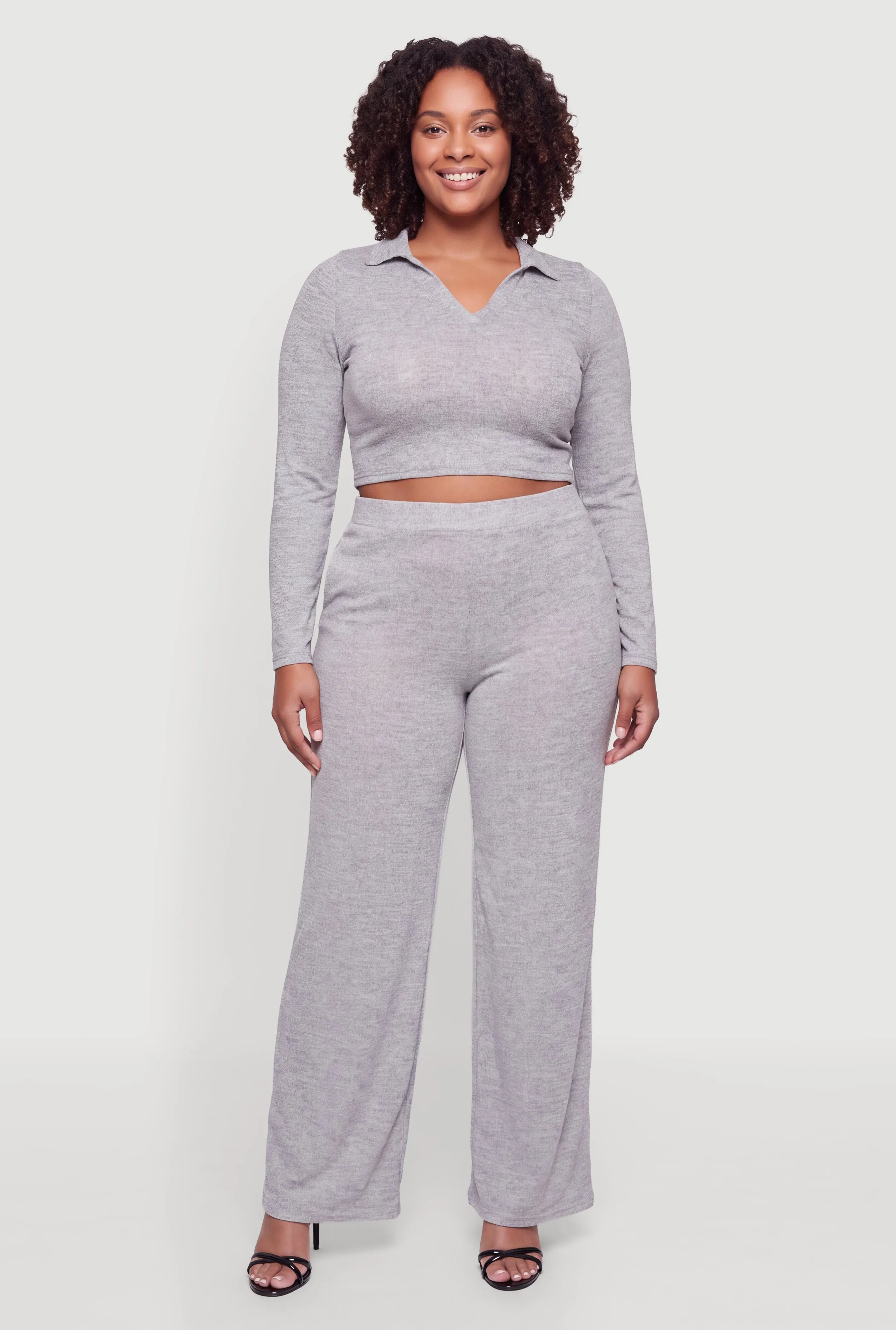 Plus Size High Waisted Wide Leg Casual Pants with Pockets sold by Rainbow