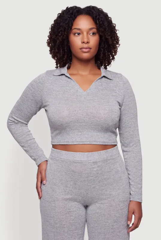 Plus Size Long Sleeve Crop Top made by Daisy