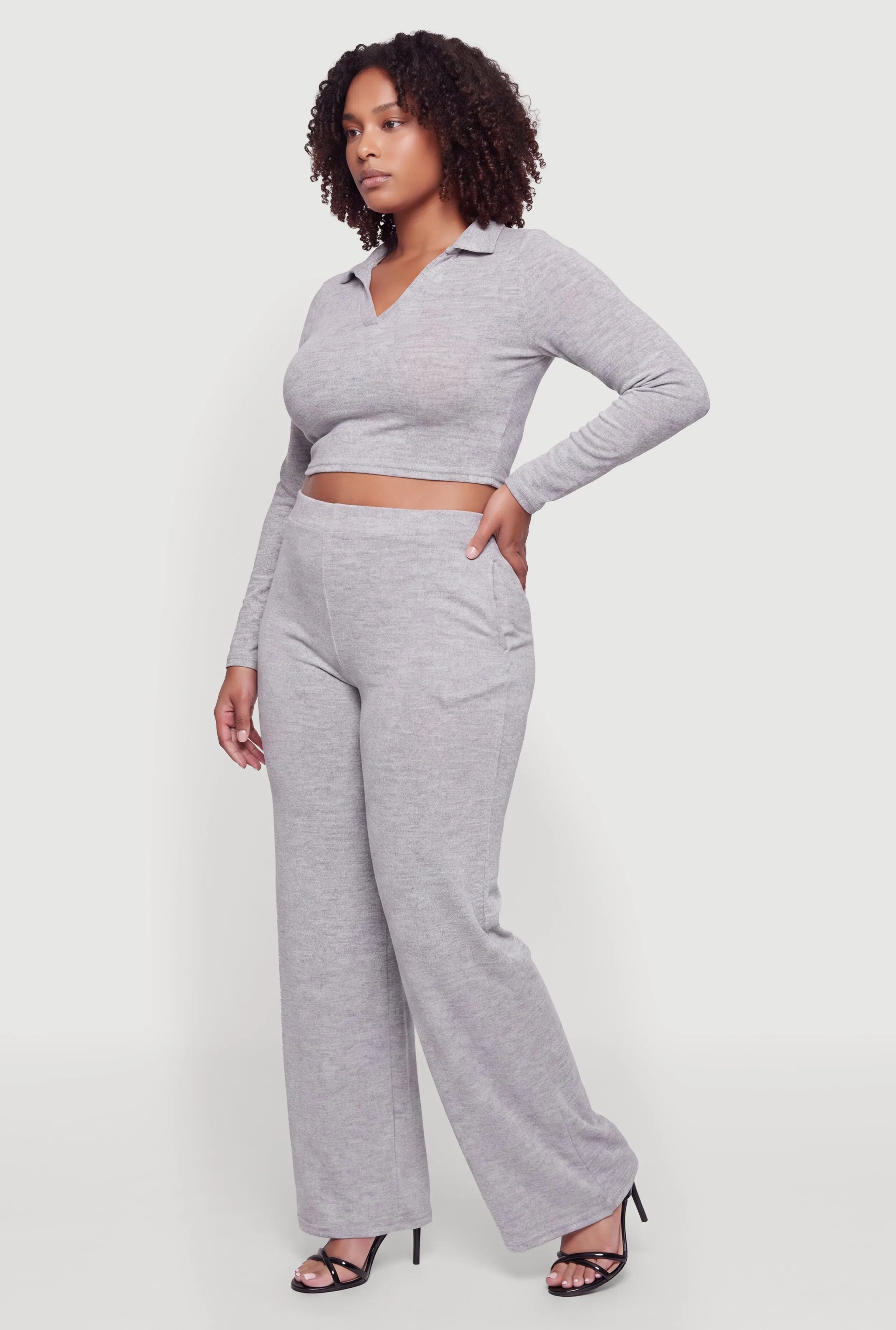 Plus Size Long Sleeve Crop Top sold by Rainbow product image thumbnail 3