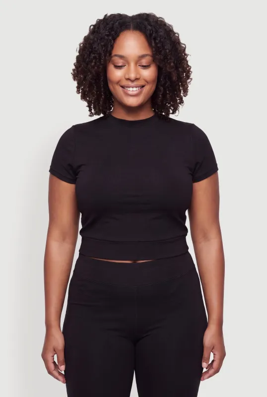 Plus Size High Neck Short Sleeve Tee made by Rainbow