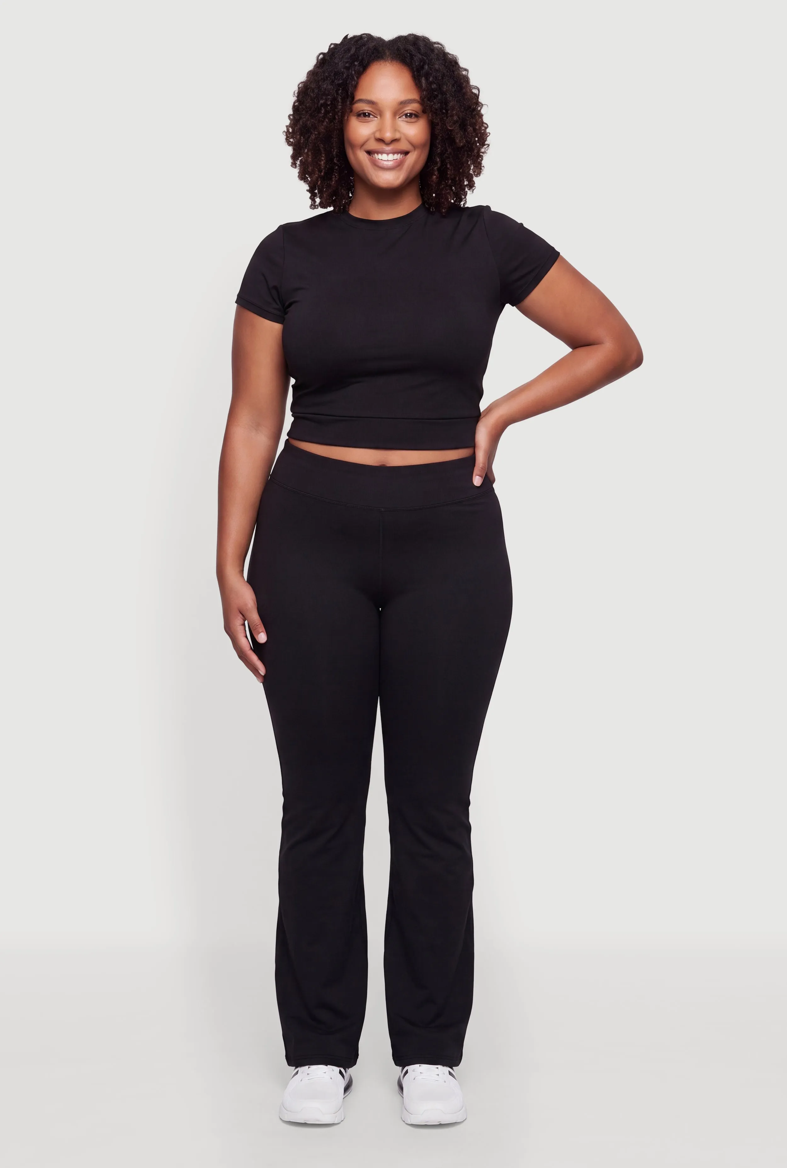 Plus Size High Waisted Boot Cut Pull On Pants sold by Rainbow