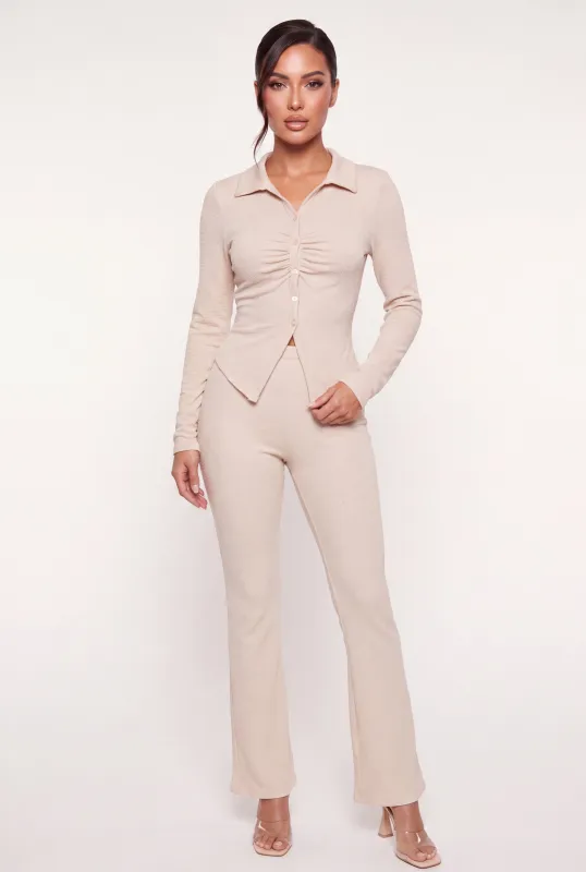 Brushed Knit Pull On High Waisted Pants made by Rainbow