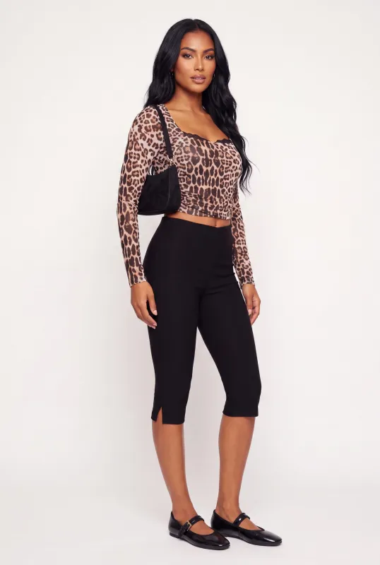 Side Slit High Waisted Capri Pants made by Rainbow