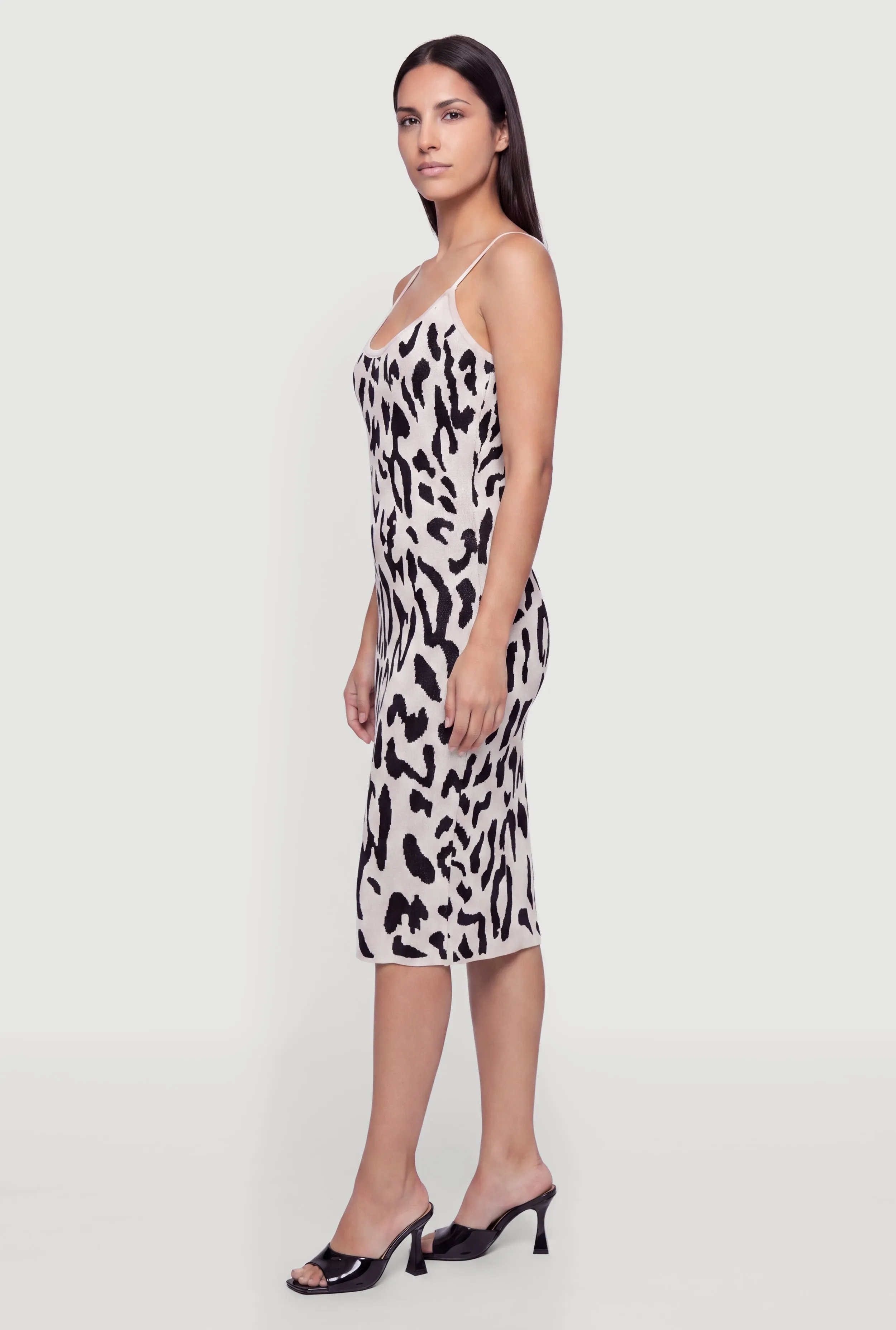 Leopard Print Spaghetti Strap Midi Sweater Dress sold by Rainbow product image thumbnail 2