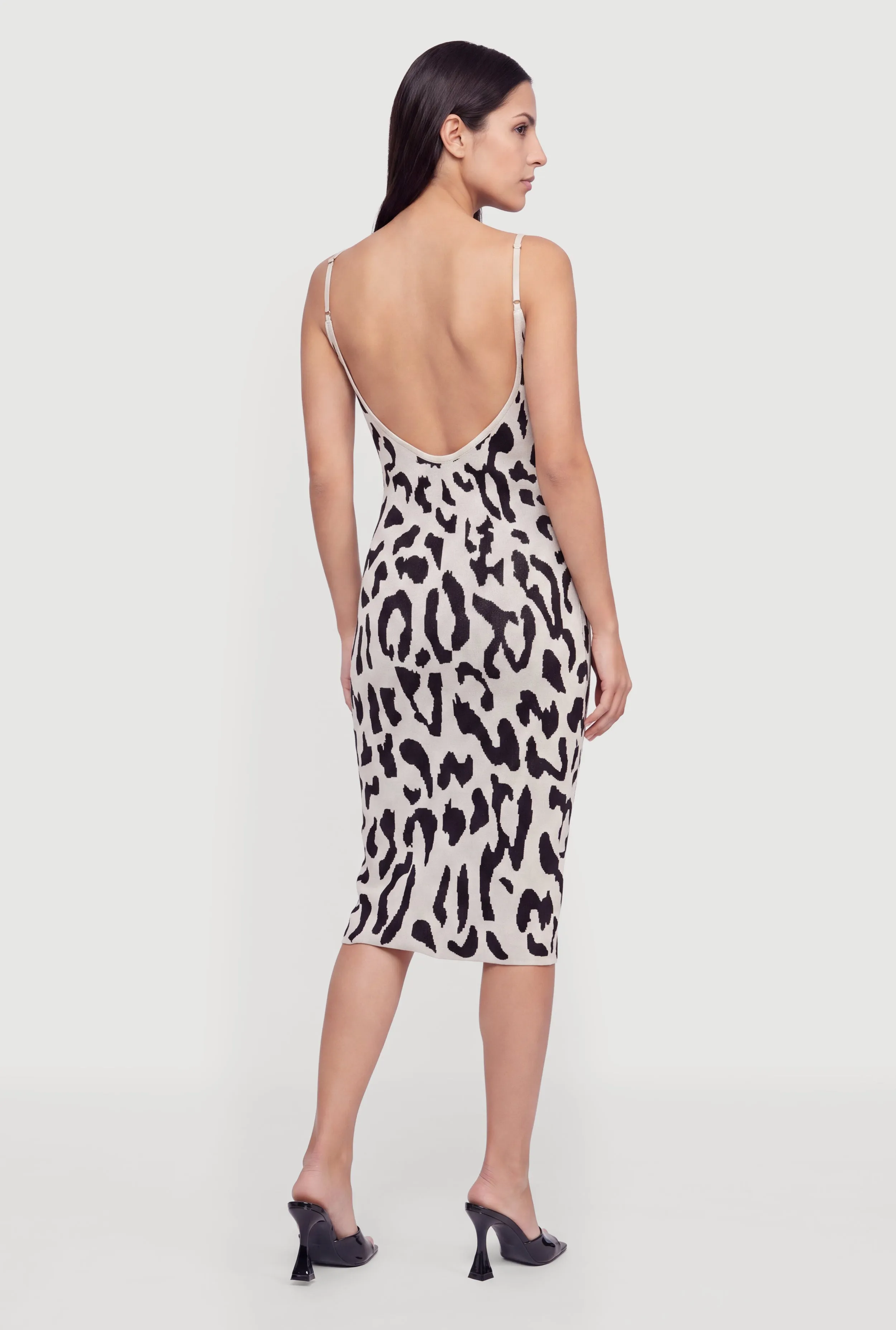 Leopard Print Spaghetti Strap Midi Sweater Dress sold by Rainbow product image thumbnail 3
