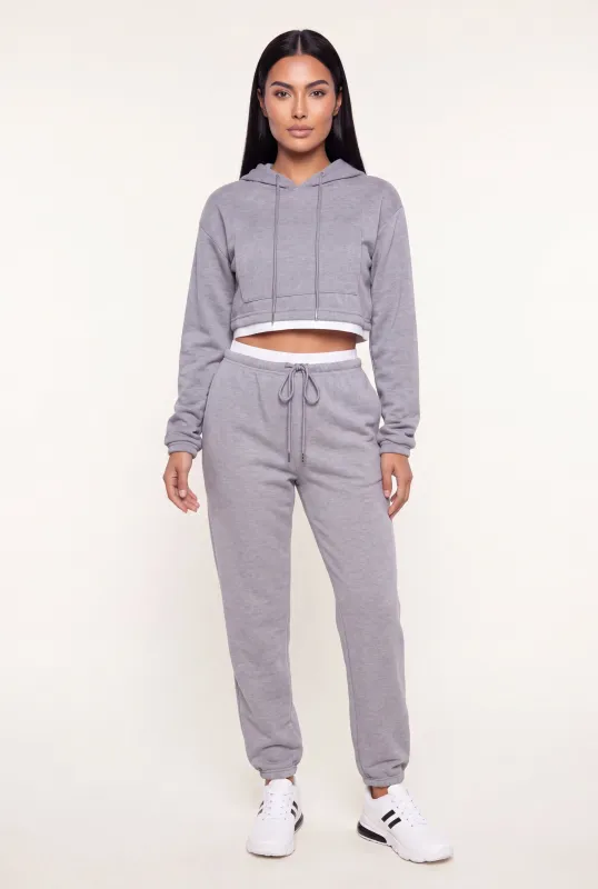 Contrast Waist Fleece Sweatpants made by Rainbow