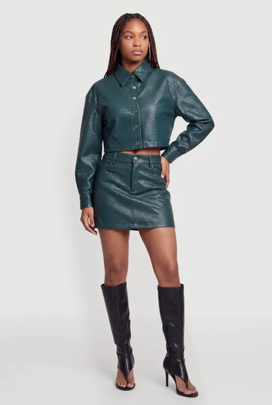 Quilted Faux Leather Mini Skirt made by Rainbow