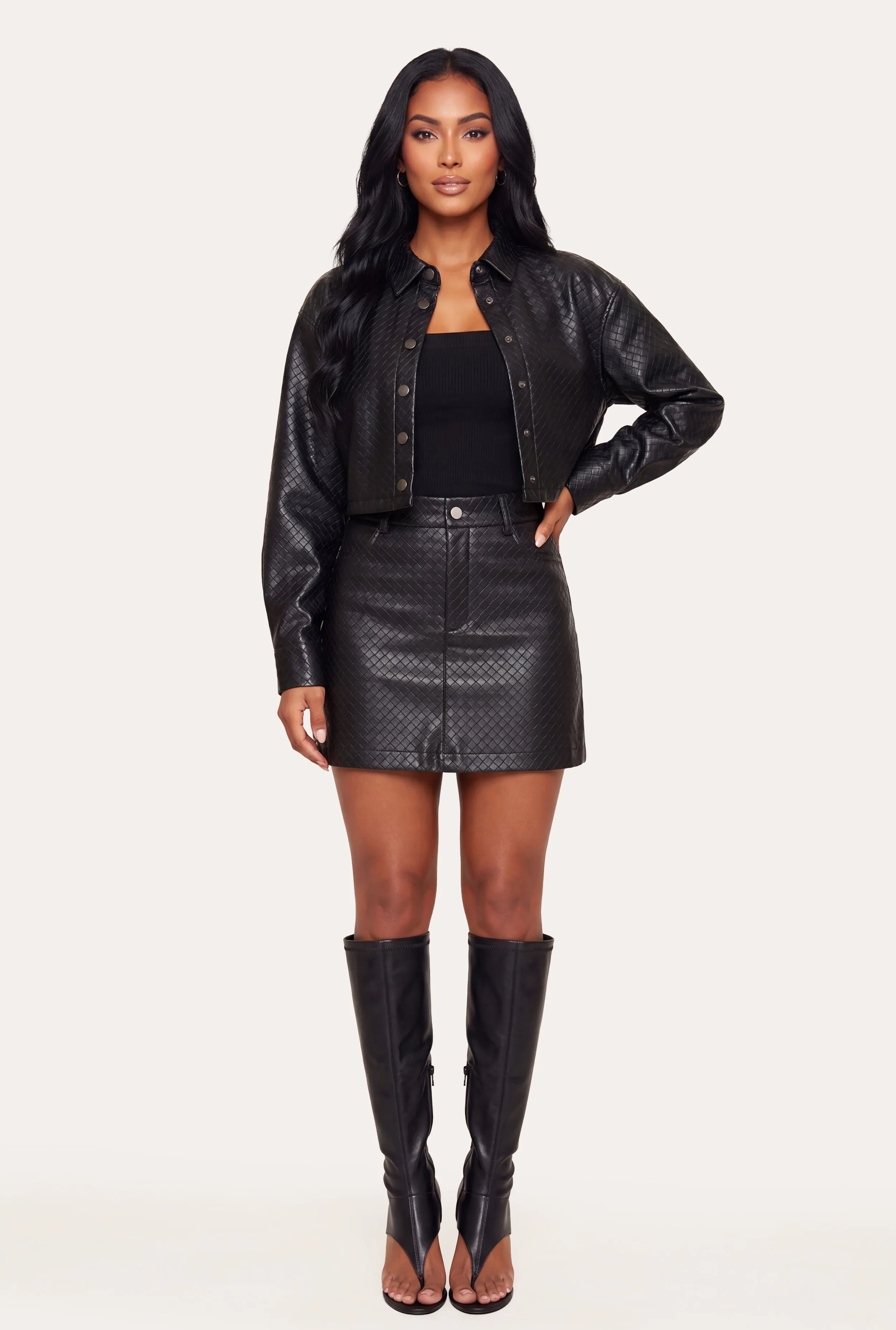 Quilted Faux Leather Mini Skirt sold by Rainbow product image thumbnail 2