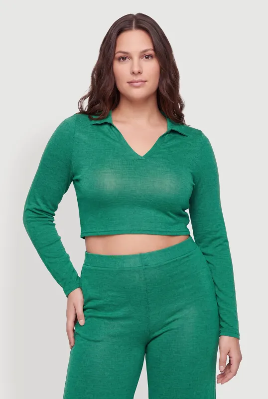 Plus Size Long Sleeve Crop Top made by Daisy