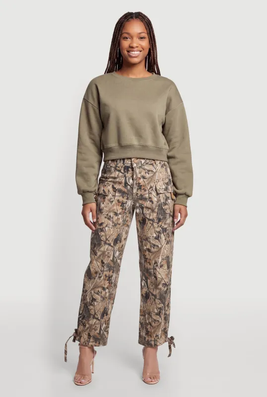 Denim Drawstring Hem Cargo Joggers made by Almost Famous