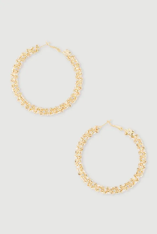 Rhinestone Embellished Hoop Earrings made by Rainbow