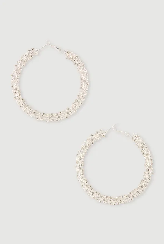 Rhinestone Embellished Hoop Earrings made by Rainbow