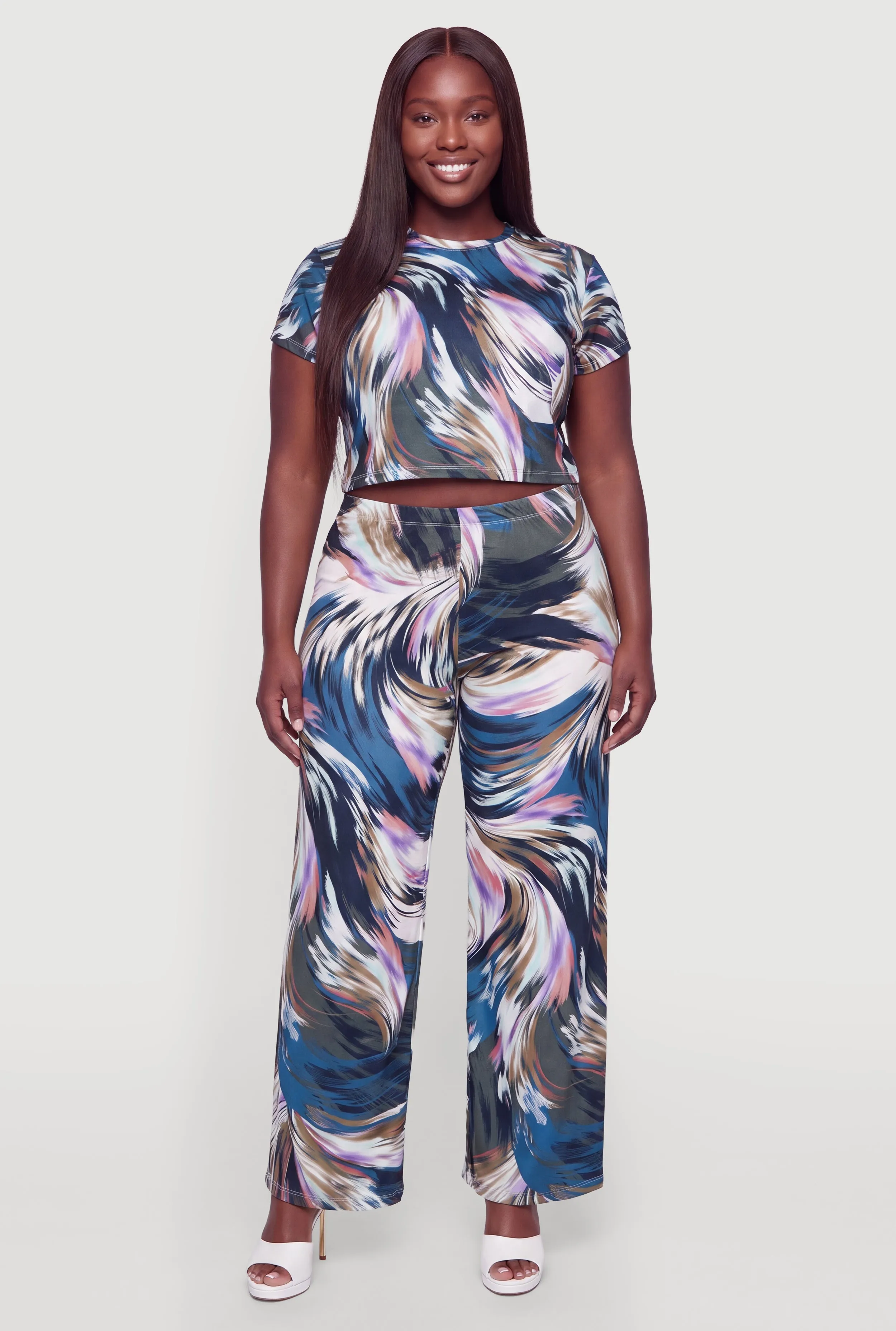 Plus Size Abstract Print Wide Leg Pants sold by Rainbow product image thumbnail 2