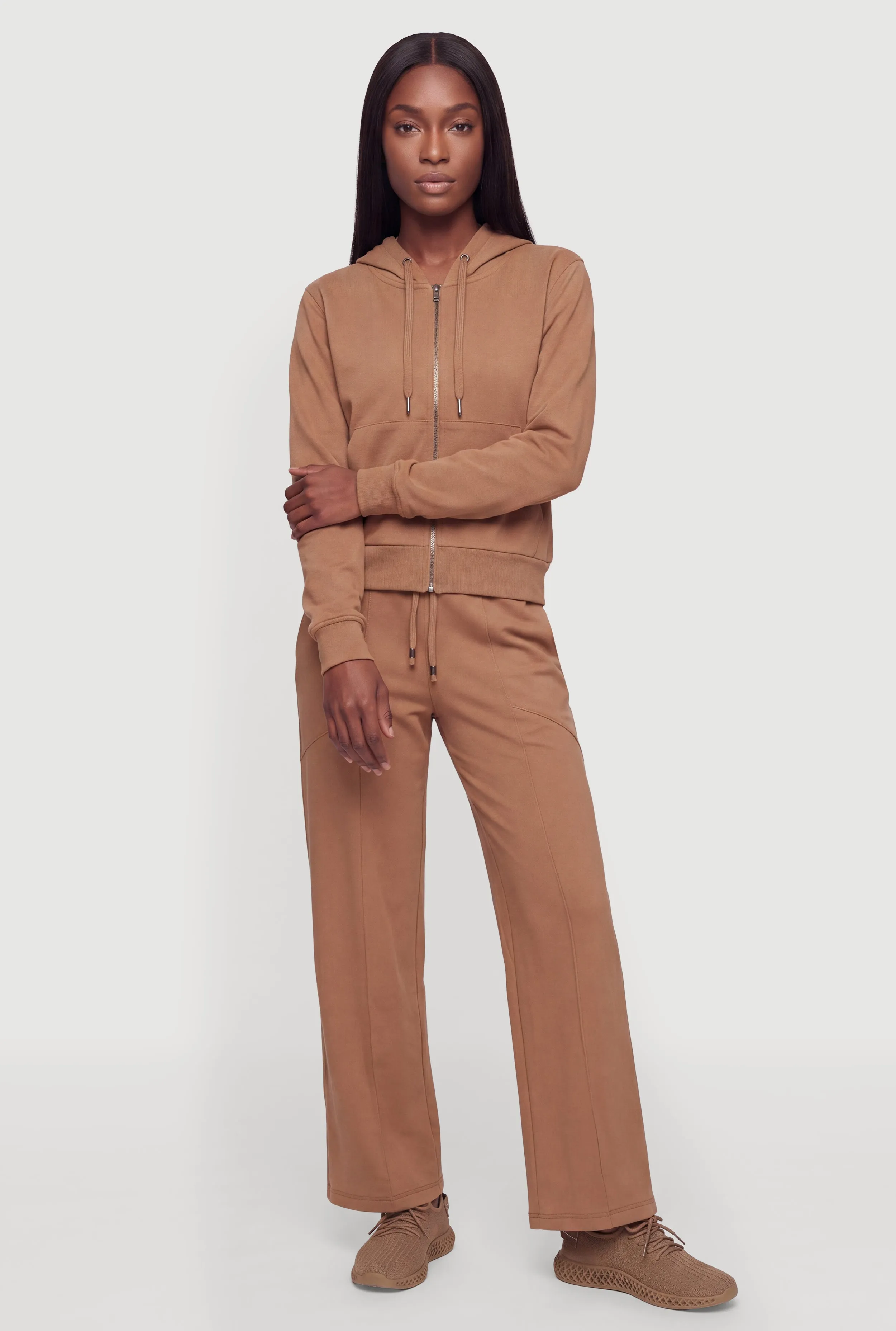 Brushed Knit Zip Front Hooded Sweatshirt sold by Rainbow product image thumbnail 2