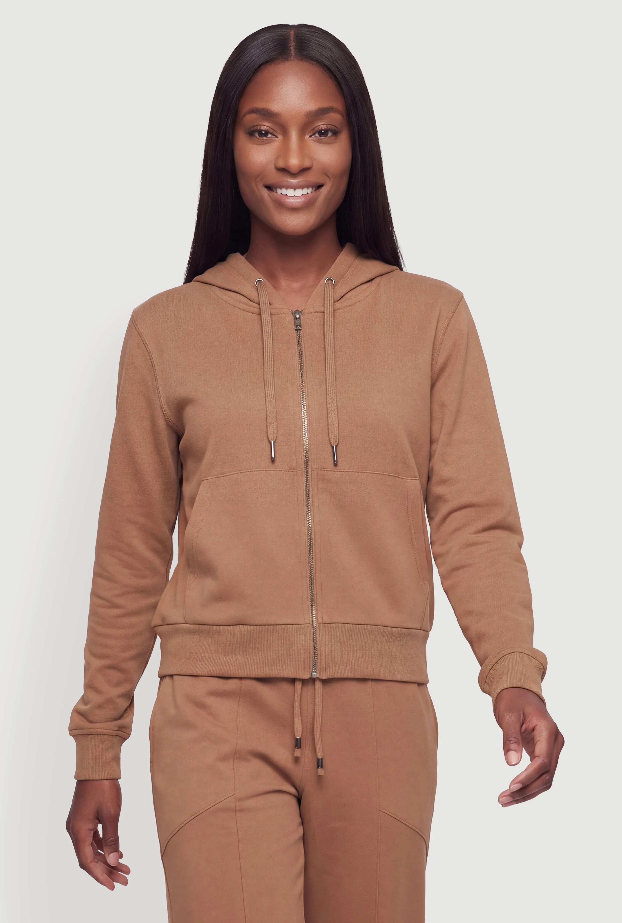 Brushed Knit Zip Front Hooded Sweatshirt sold by Rainbow