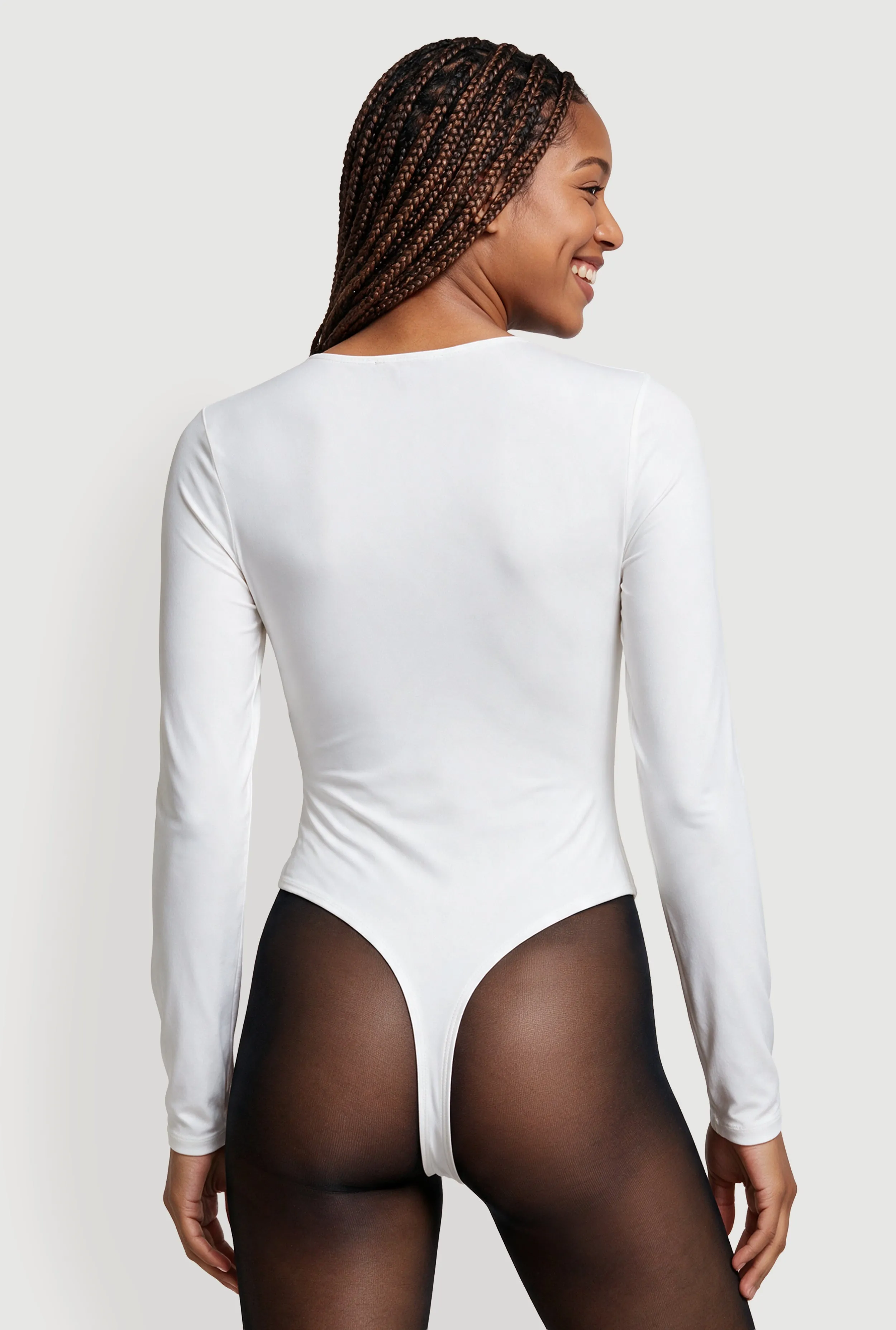 Long Sleeve Crew Neck Thong Bodysuit sold by Rainbow product image thumbnail 5