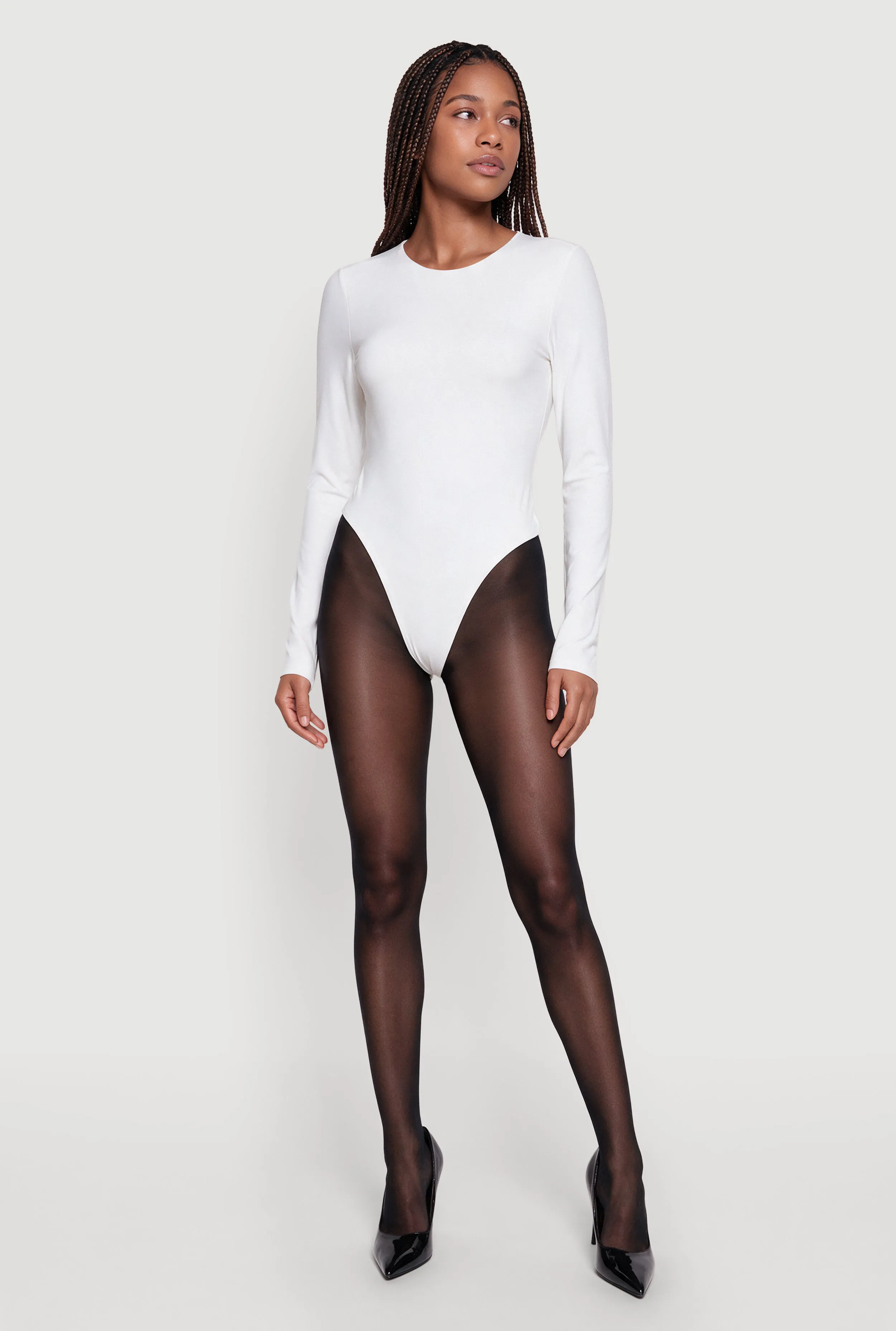 Long Sleeve Crew Neck Thong Bodysuit sold by Rainbow product image thumbnail 3