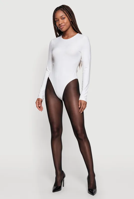Long Sleeve Crew Neck Thong Bodysuit made by Rainbow