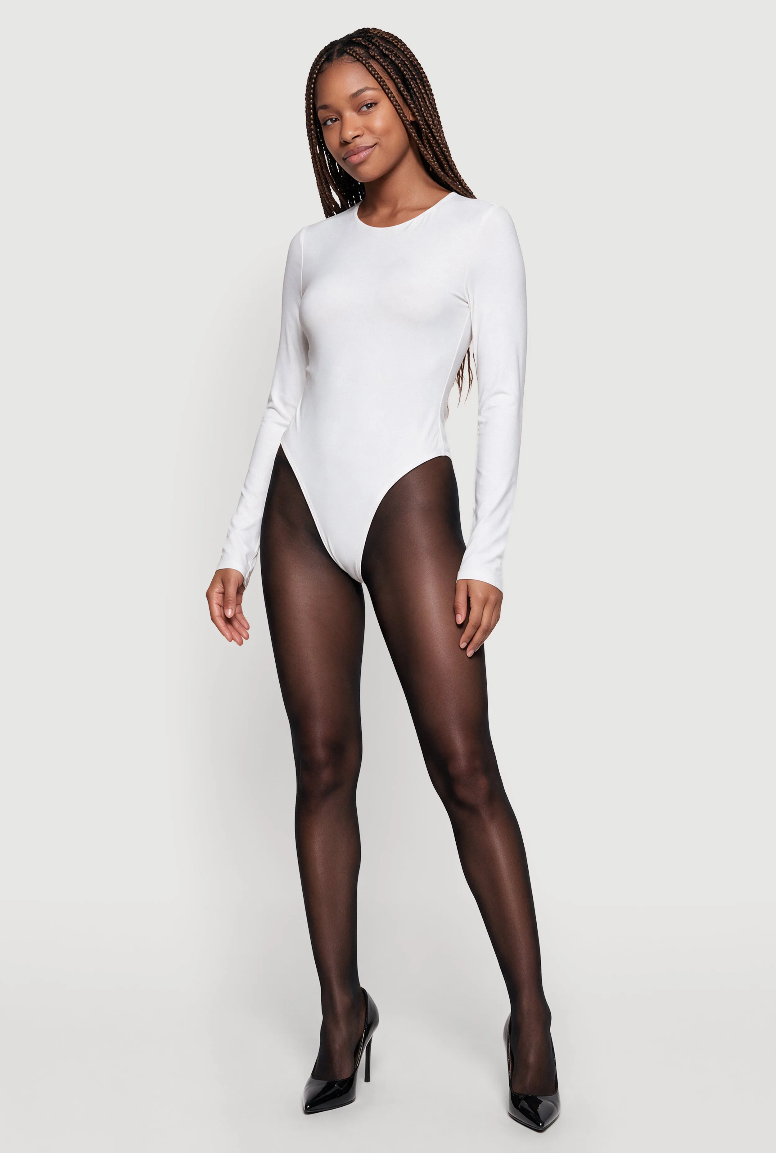 Long Sleeve Crew Neck Thong Bodysuit sold by Rainbow