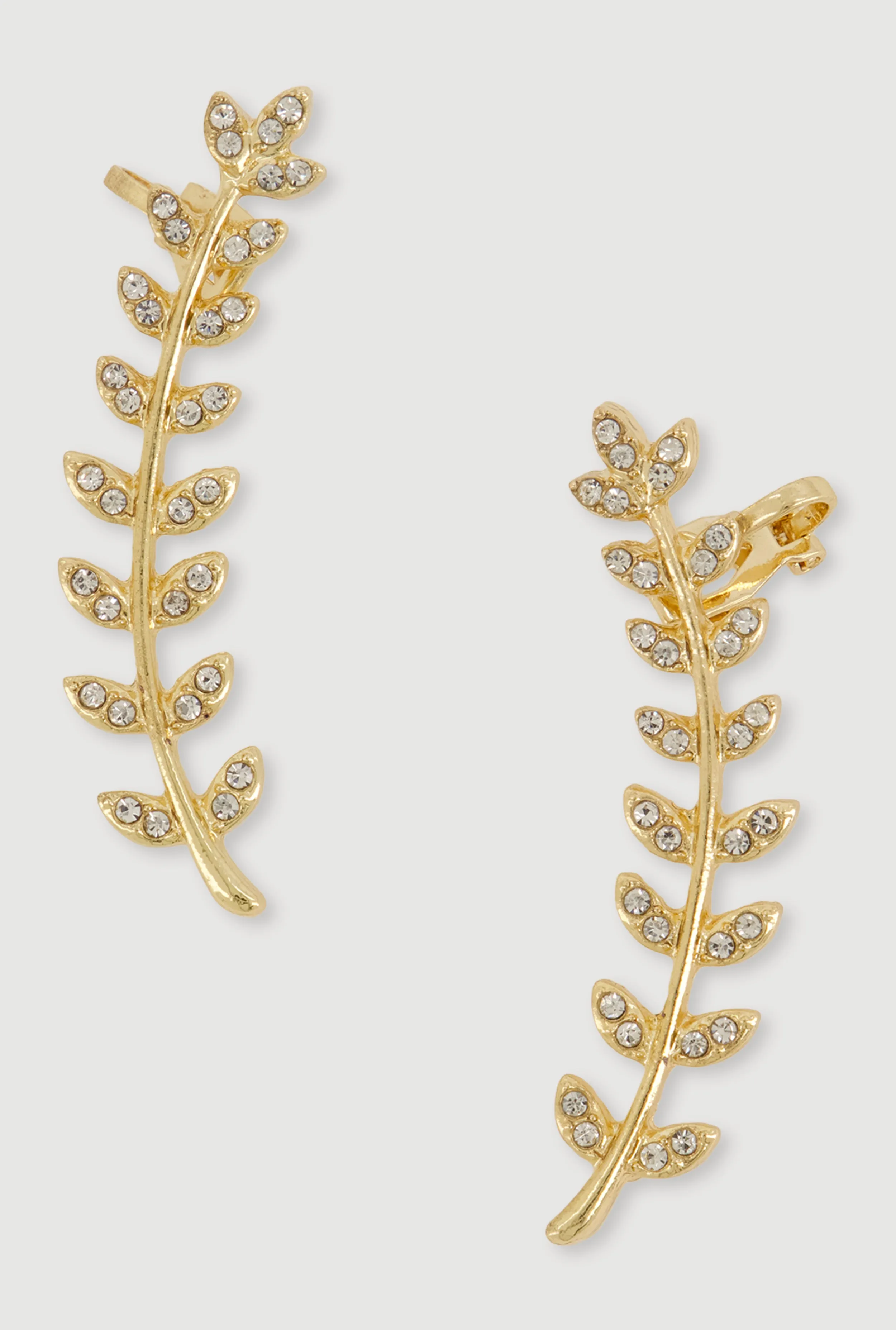 Rhinestone Leaf Clip On Crawler Earrings sold by Rainbow product image thumbnail 2