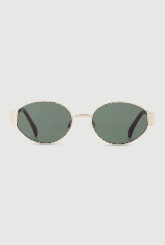 Tortoise Shell Detail Metallic Frame Oval Sunglasses made by Rainbow