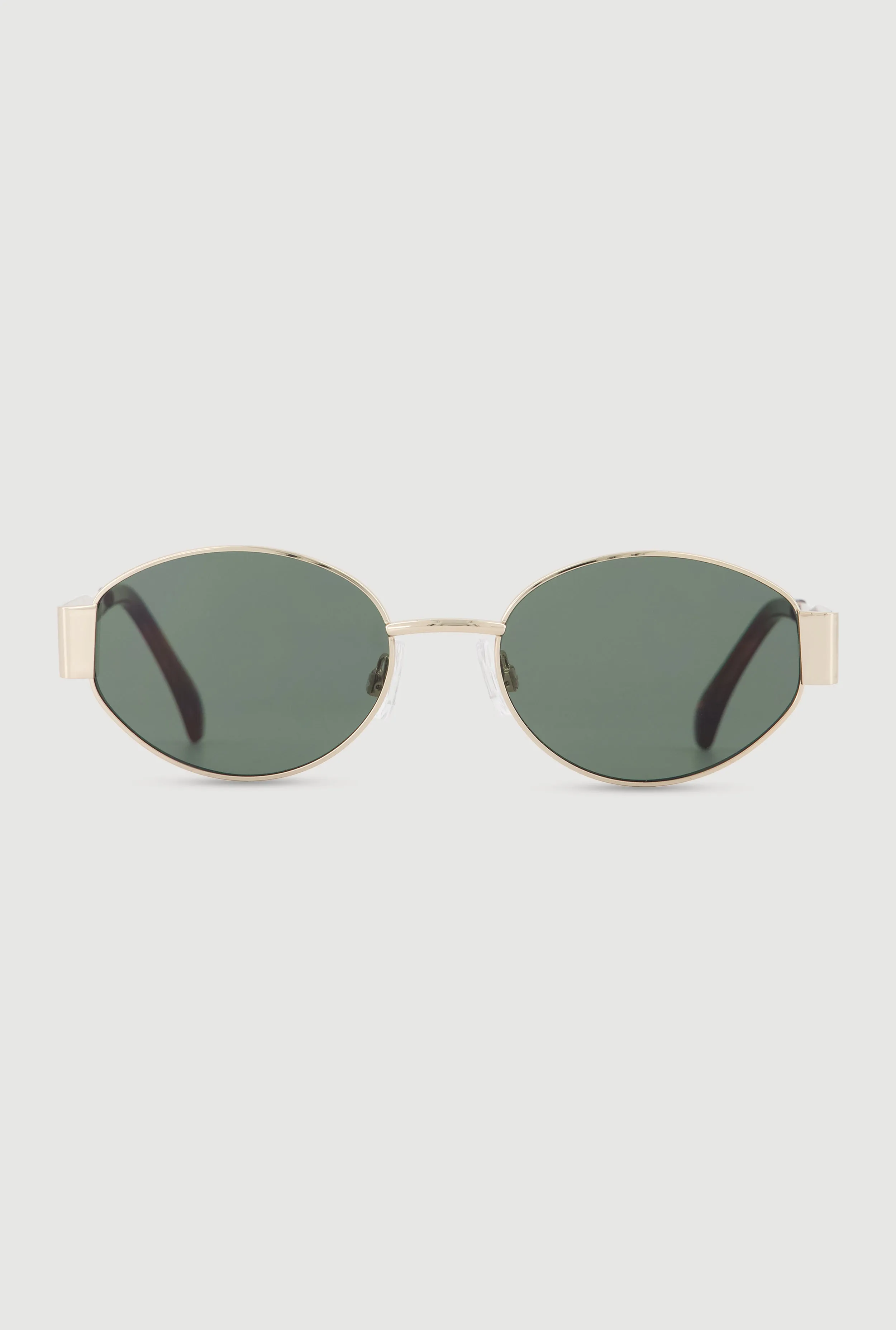 Tortoise Shell Detail Metallic Frame Oval Sunglasses sold by Rainbow