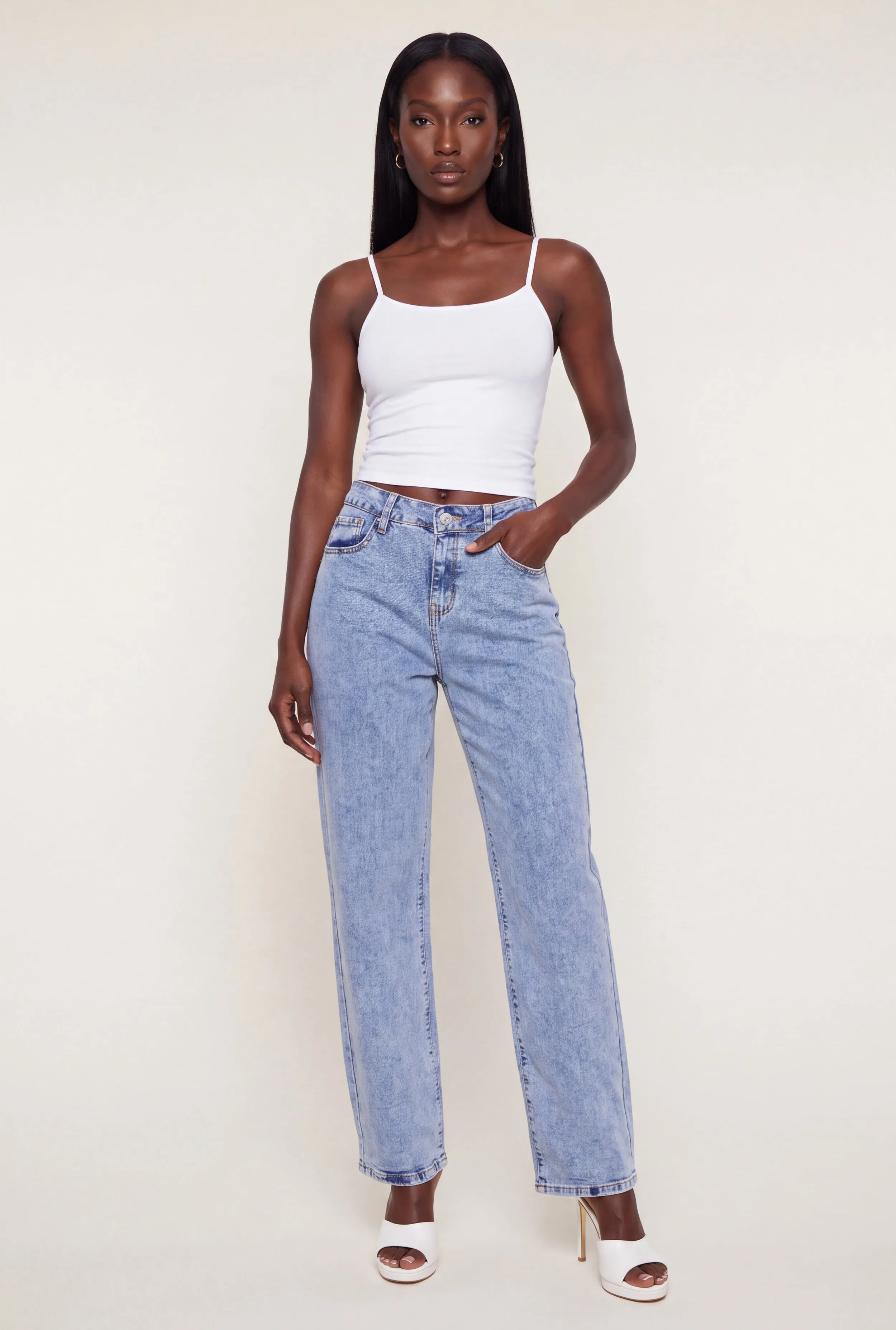 Acid Wash Straight Leg Jeans sold by Rainbow product image thumbnail 2