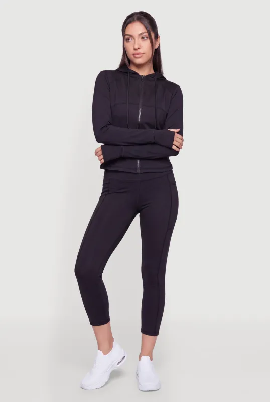 Cell Phone Pocket Mid Rise Capri Leggings made by Rainbow