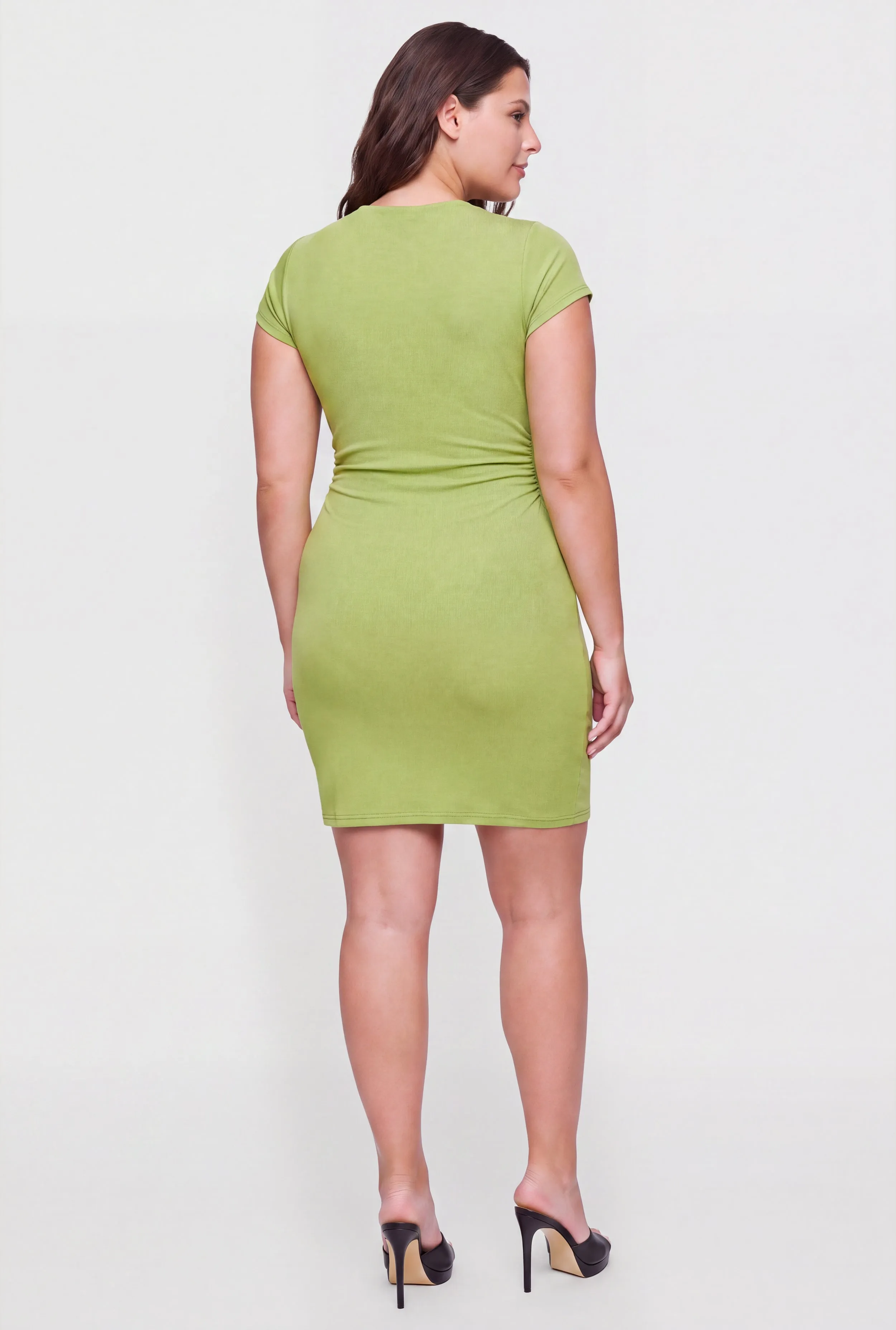 Plus Size Funnel Neck Ruched Mini Dress sold by Rainbow product image thumbnail 3