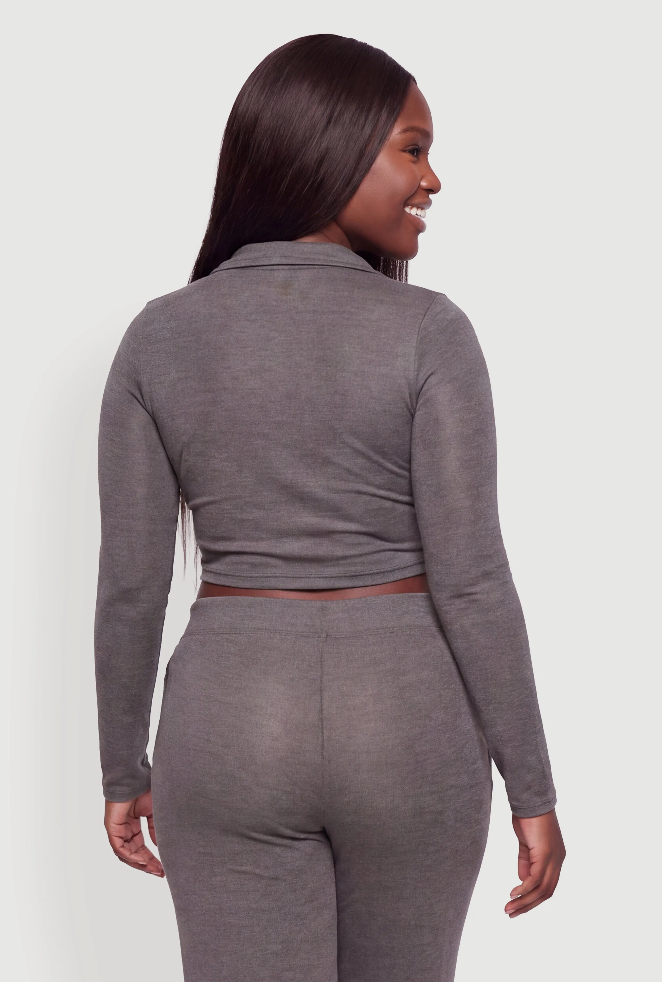 Plus Size Long Sleeve Crop Top sold by Rainbow product image thumbnail 5