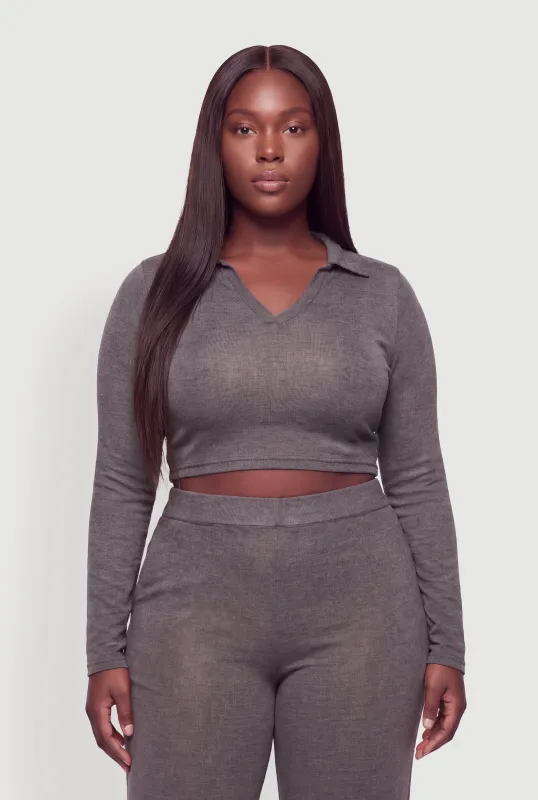 Plus Size Long Sleeve Crop Top made by Daisy