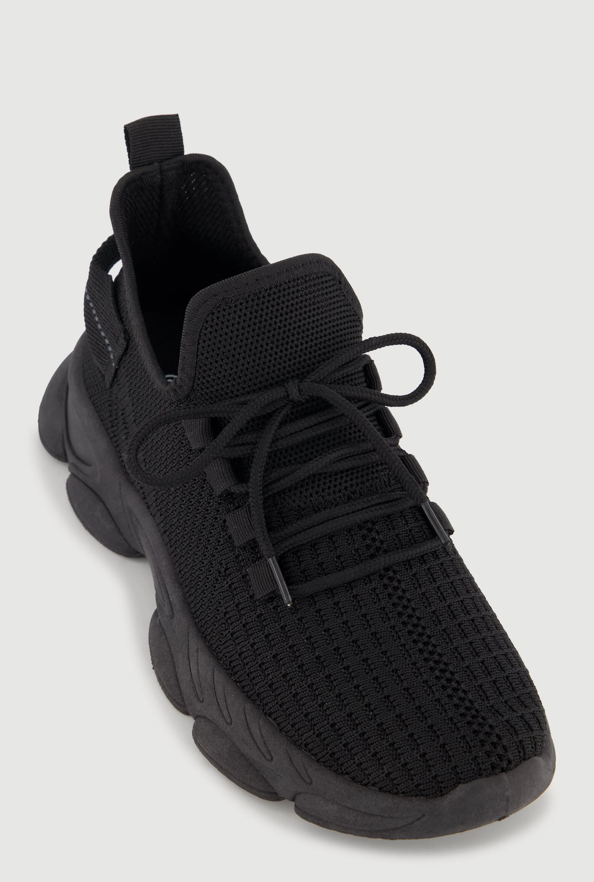 Textured Knit Low Chunky Platform Lace Up Sneakers sold by Rainbow