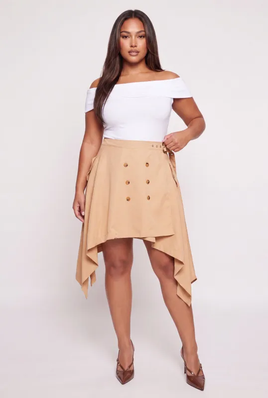 Plus Size Belted High Low Skirt made by Rainbow