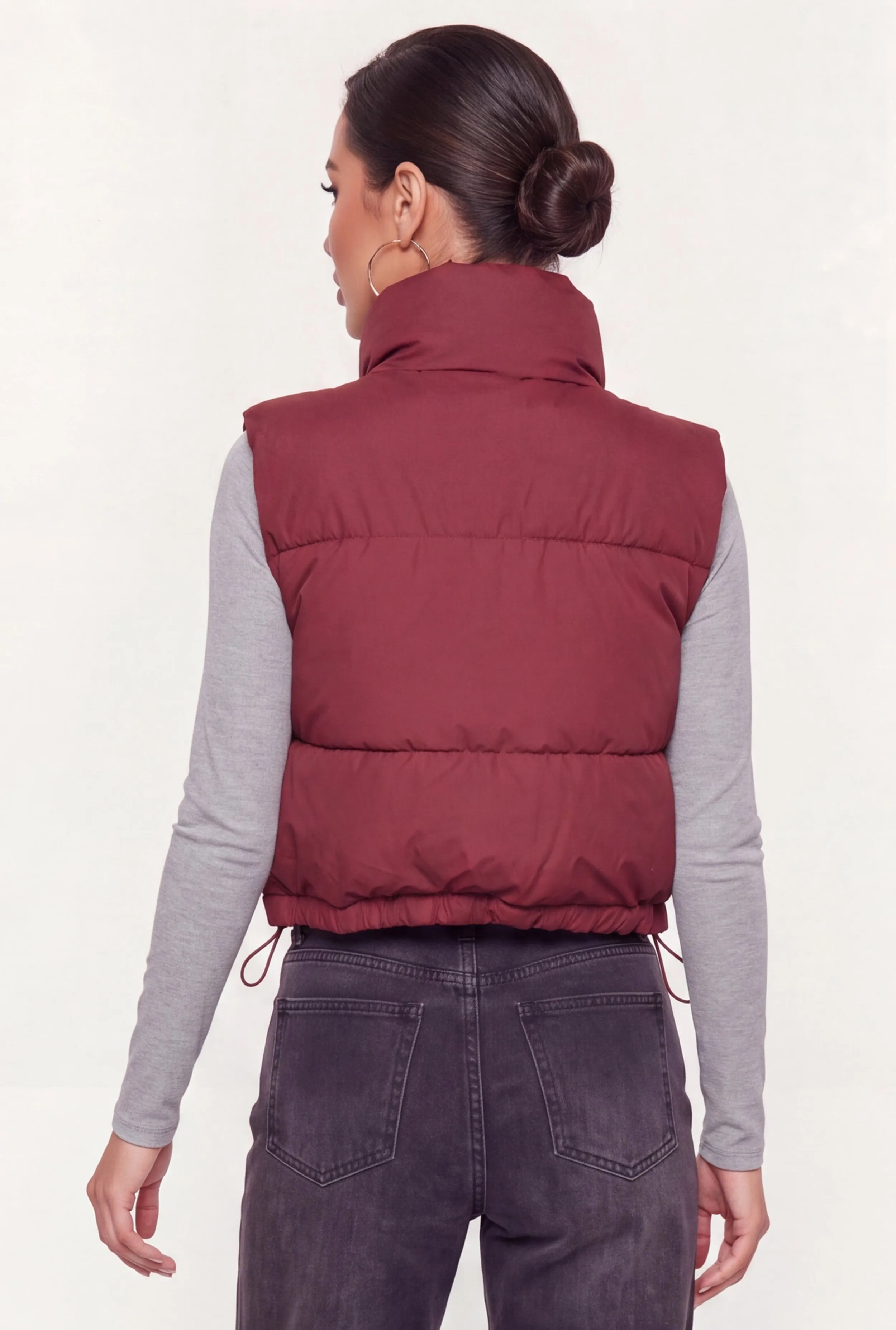 Mock Neck Toggle Drawstring Hem Puffer Vest sold by Rainbow product image thumbnail 5